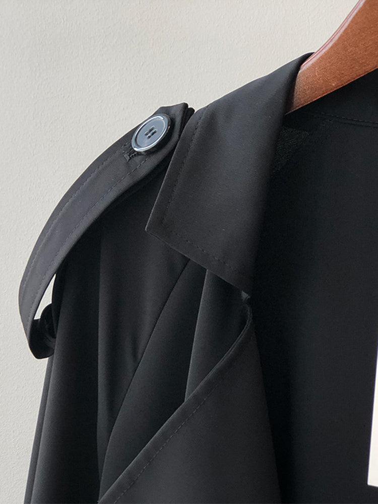 WW | Eleganter Langer Trenchcoat Bürotasche mit Gürtel
