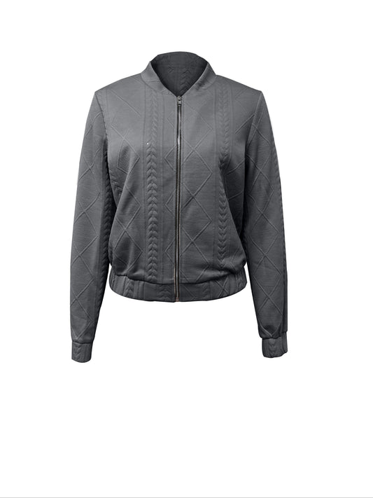 WW | Lässige Bomberjacke mit einfarbigem Textur