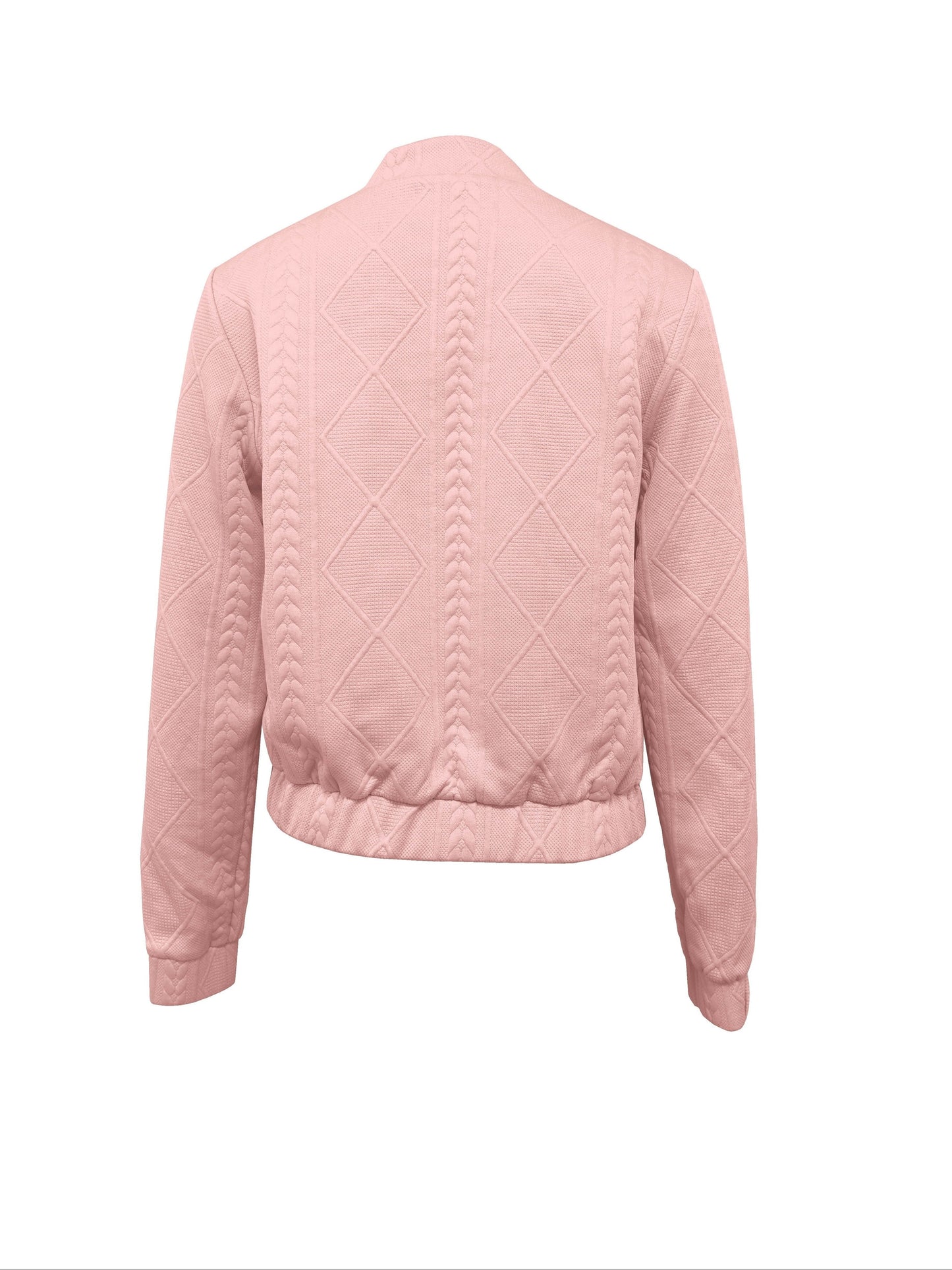 WW | Casual Bomber Jacket with Solid Texture