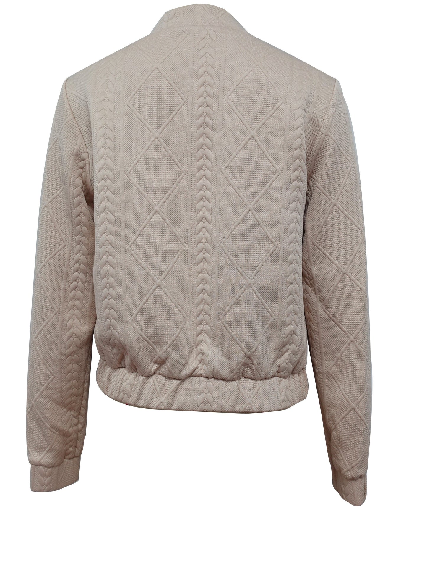 WW | Casual Bomber Jacket with Solid Texture