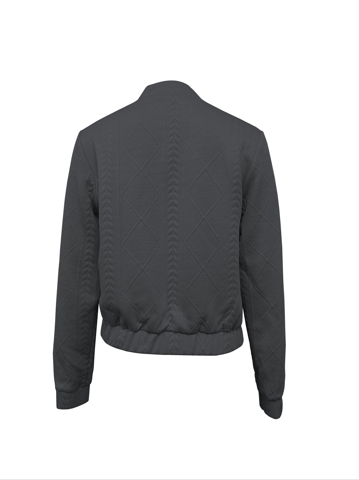 WW | Casual Bomber Jacket with Solid Texture