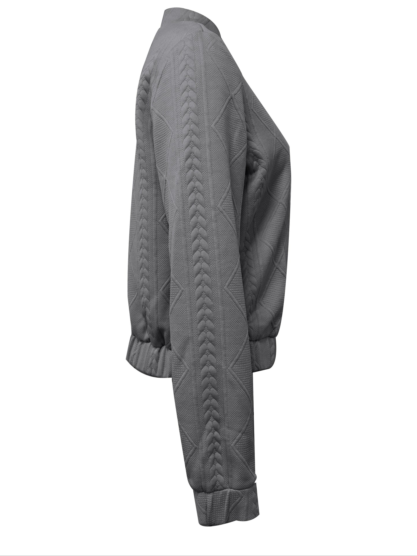 WW | Casual Bomber Jacket with Solid Texture