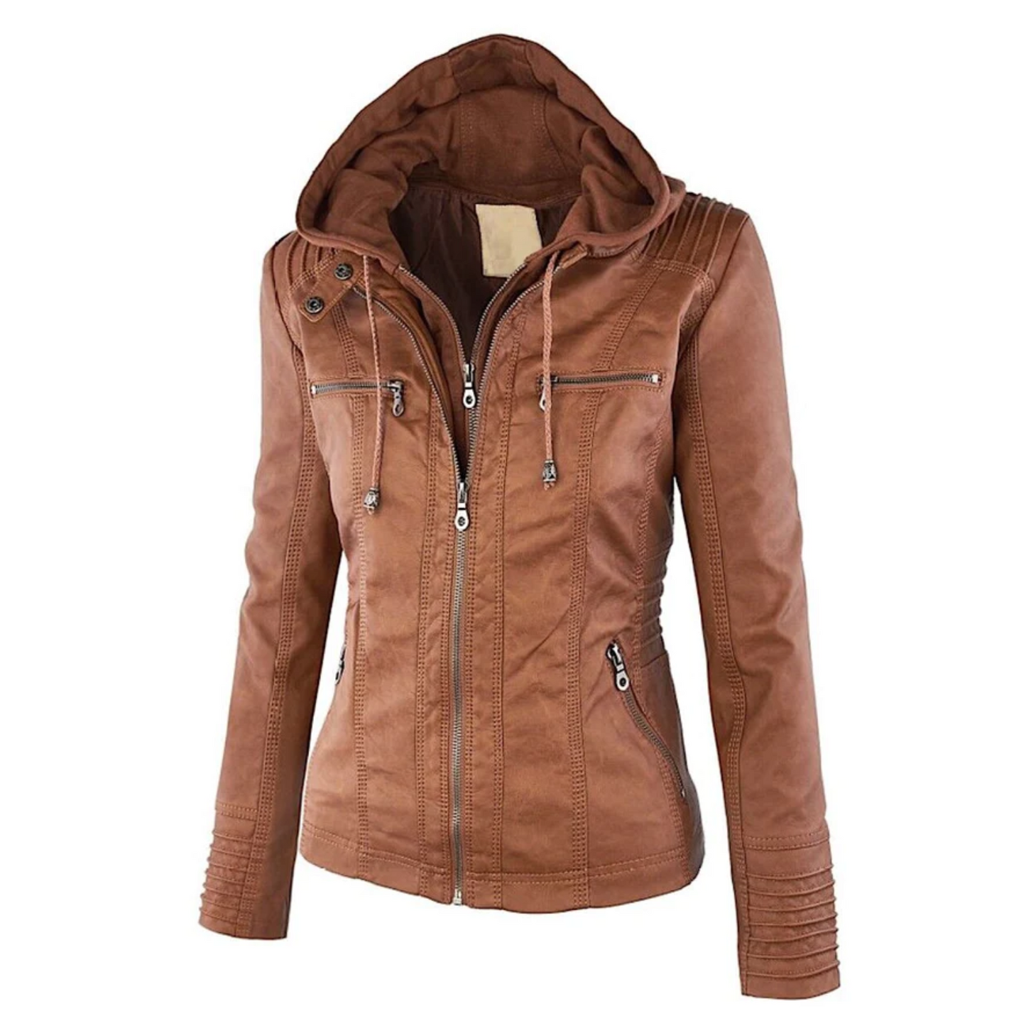 WW | Elegant Leather Women's Jacket with Hood
