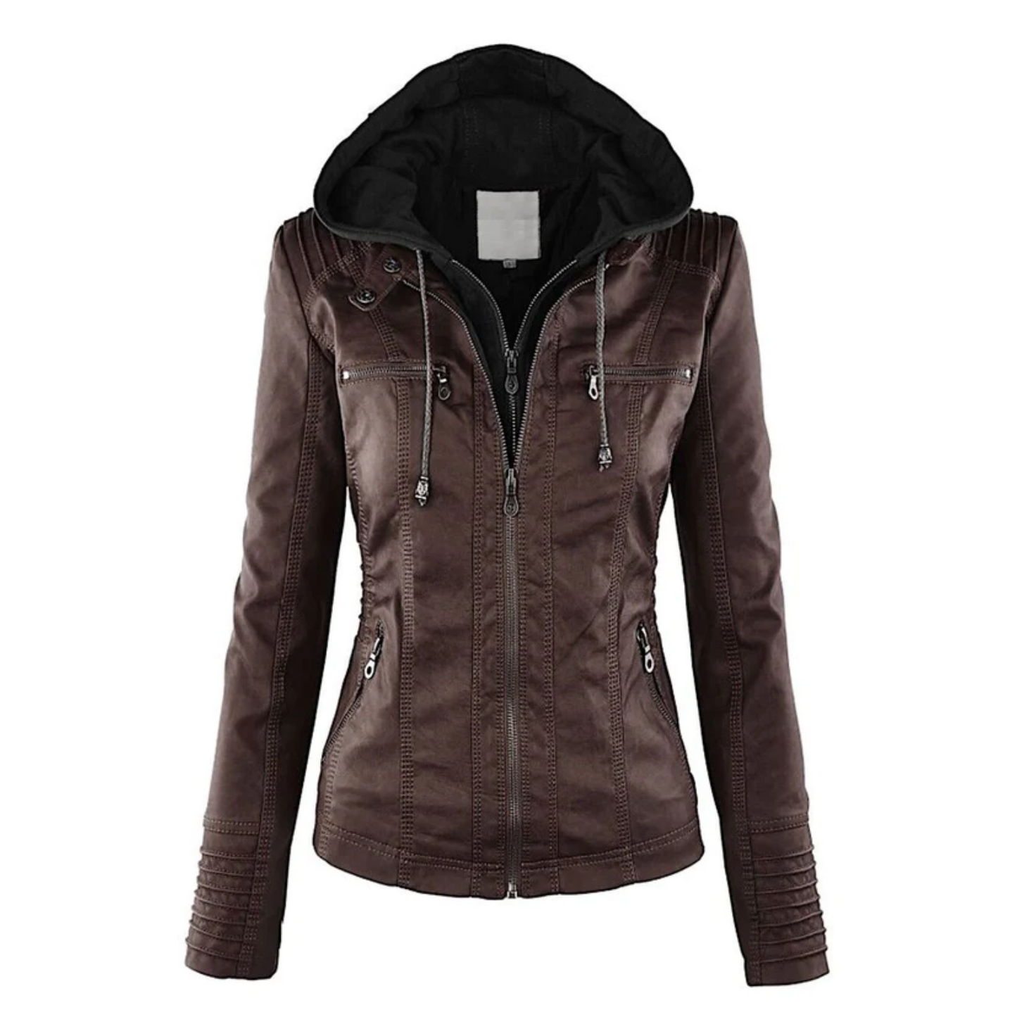 WW | Elegant Leather Women's Jacket with Hood