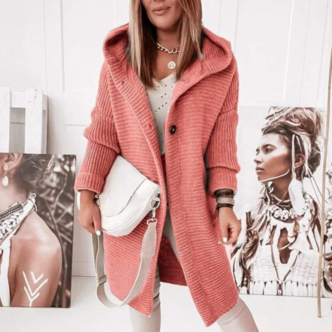 WW | Strickjacke mit Knöpfen und Kapuze für Frauen