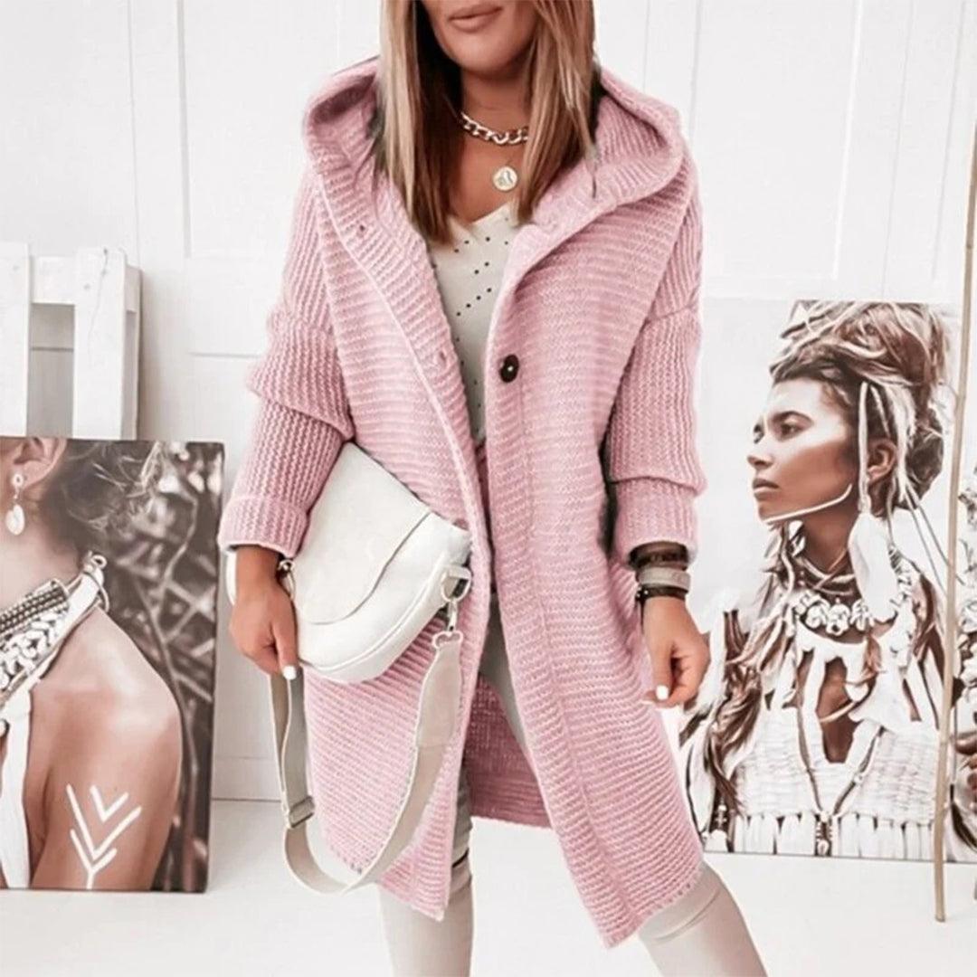 WW | Strickjacke mit Knöpfen und Kapuze für Frauen