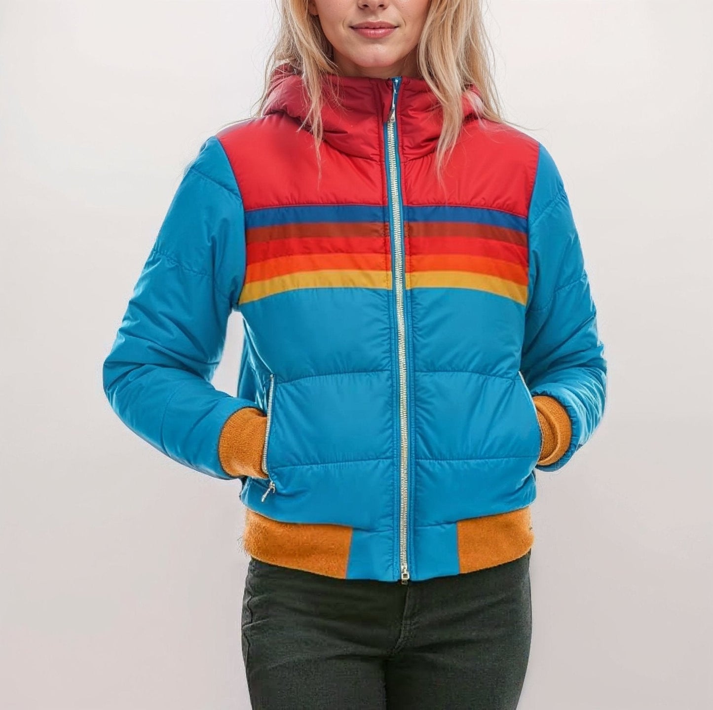 WW | Farbblock Pufferjacke - Leichte Isolierung - Vintage-Stil - Herbst- und Frühlingsschichtung