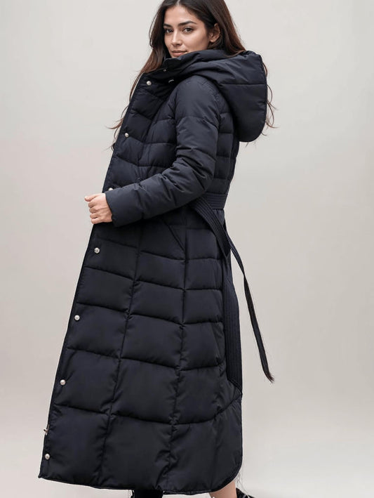 WW | Belt Bag Puffer Jacket - With Faux Fur Trim Hood - Ultra-Warm Insulation - Winter Chic