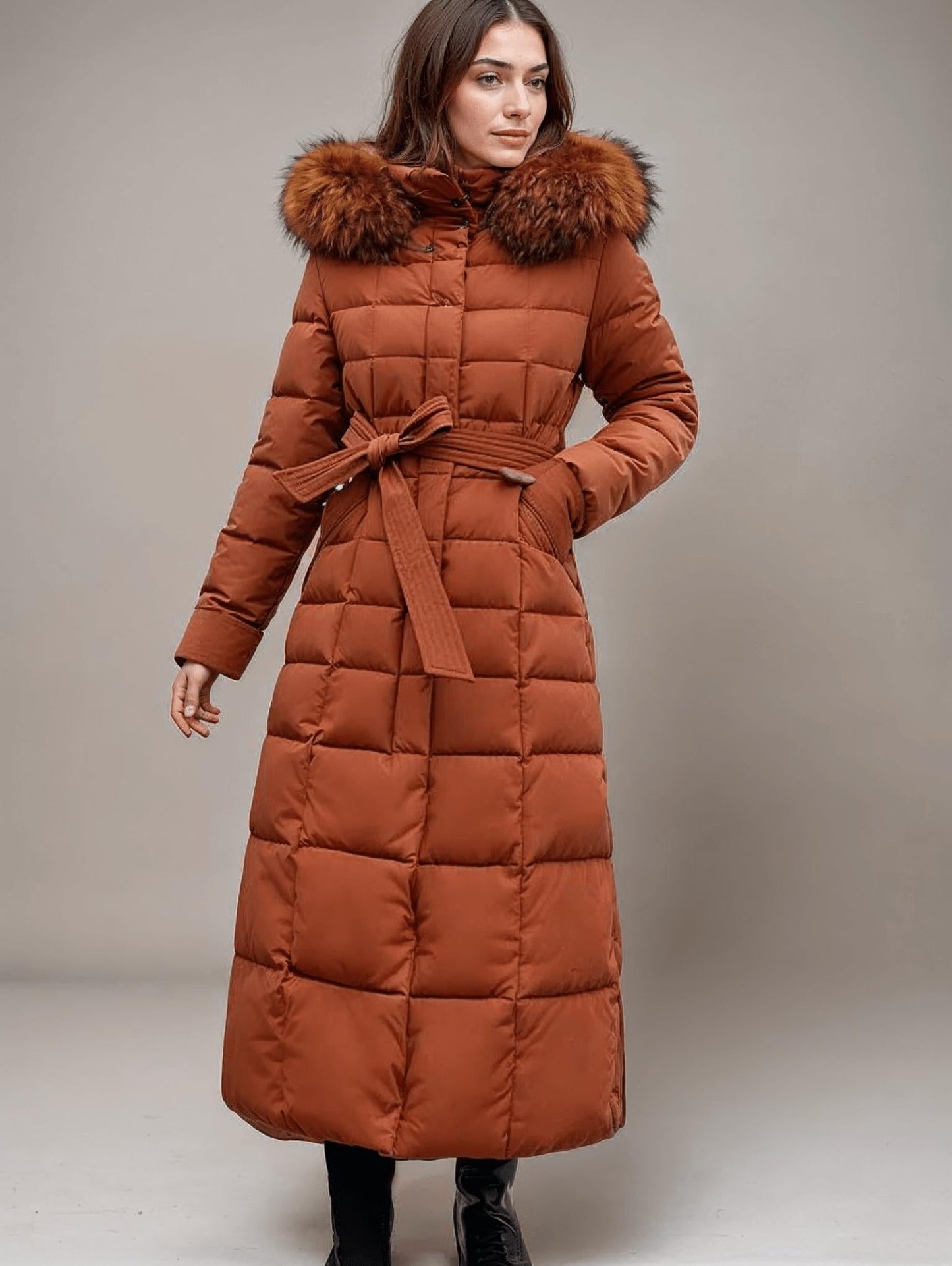 WW | Gürteltaschen-Pufferjacke - Mit Kunstfellbesatz Kapuze - Ultra-warme Isolierung - Winter Chic