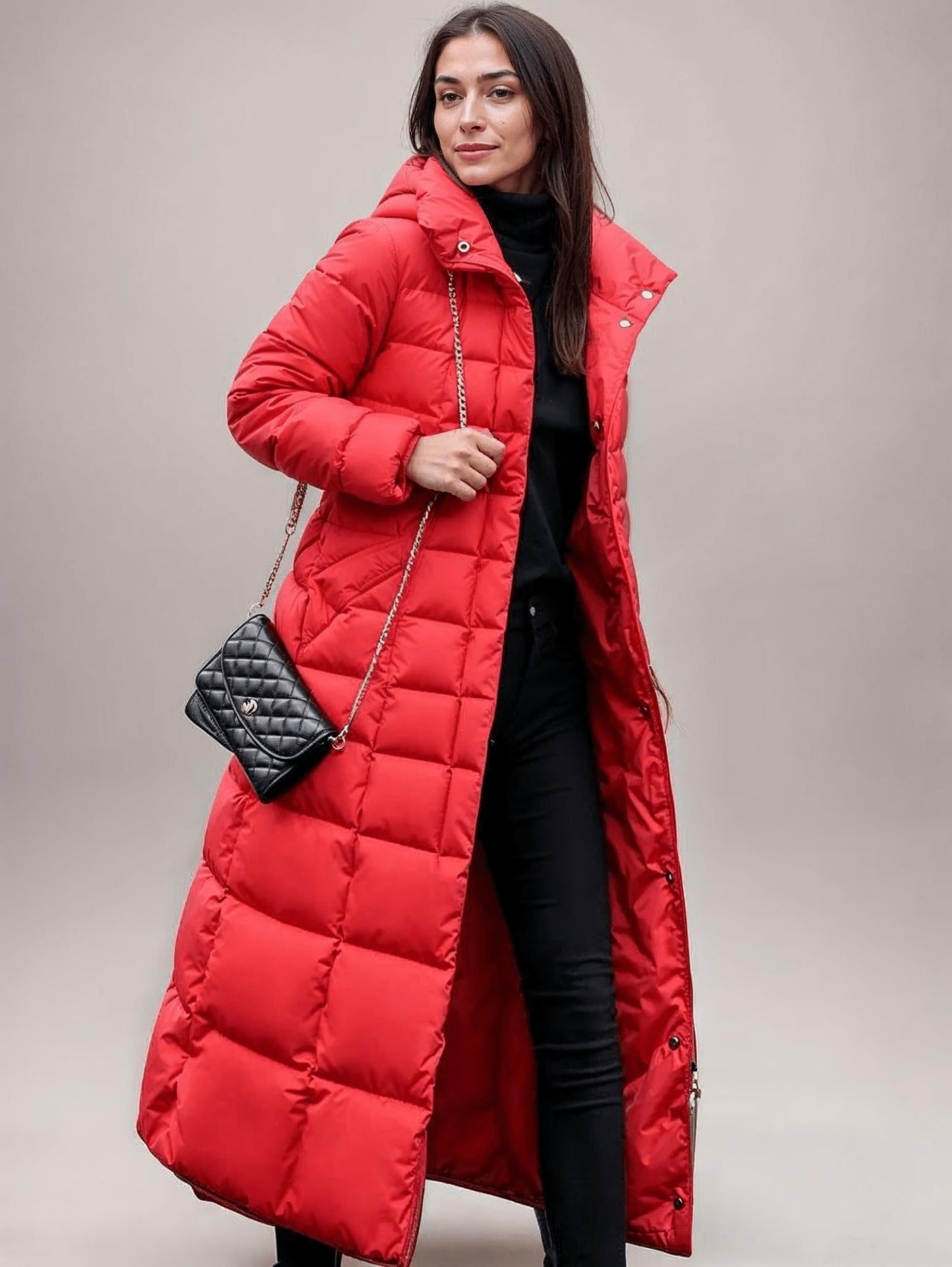 WW | Gürteltaschen-Pufferjacke - Mit Kunstfellbesatz Kapuze - Ultra-warme Isolierung - Winter Chic