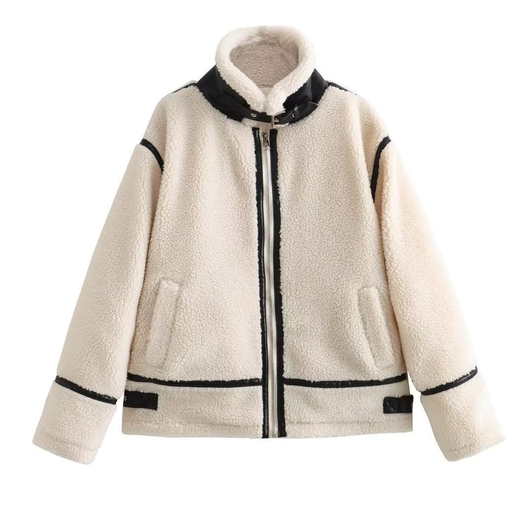 WW | Trim Sherpa-Jacke - vom Flieger inspirierter Stil - Winterwärme - Off-White