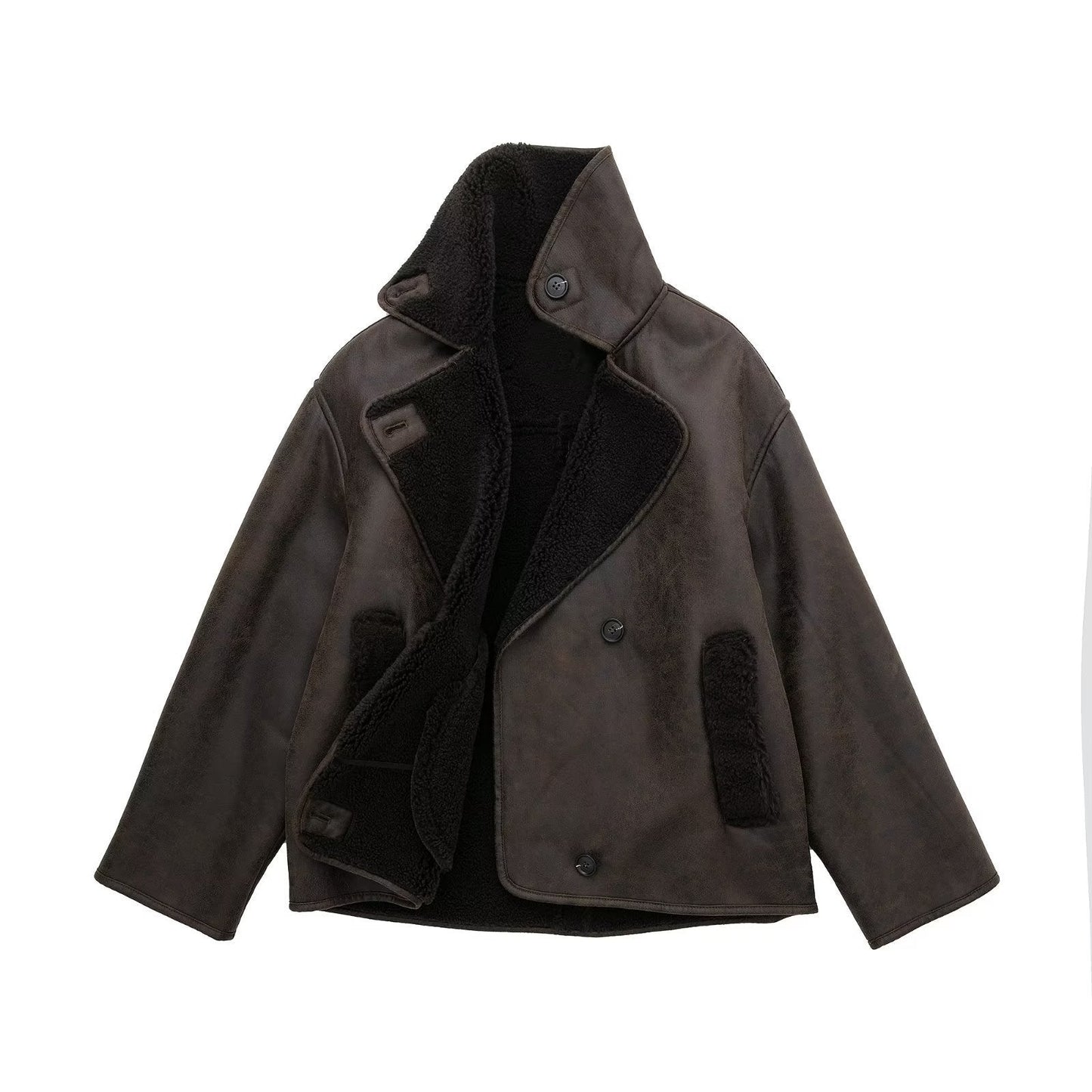 WW | Faux Shearling Jacke - Warm & Stilvoll - Lederlook - Winter-Essential
