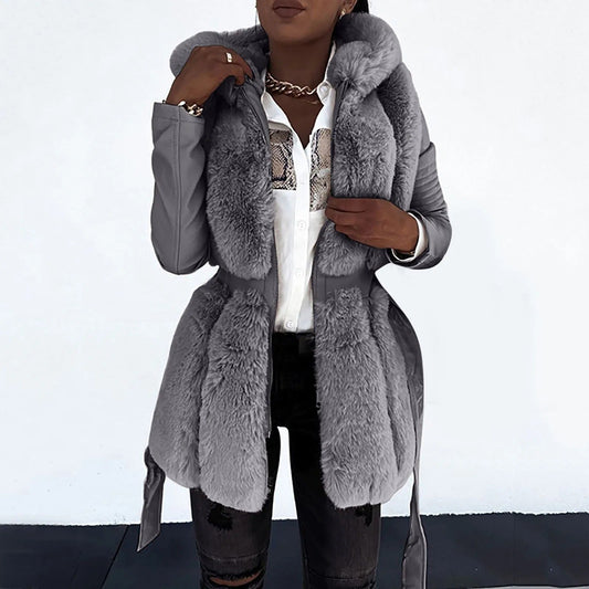 WW | Stilvolle vegane Lederjacke mit Kunstfellkragen für Damen