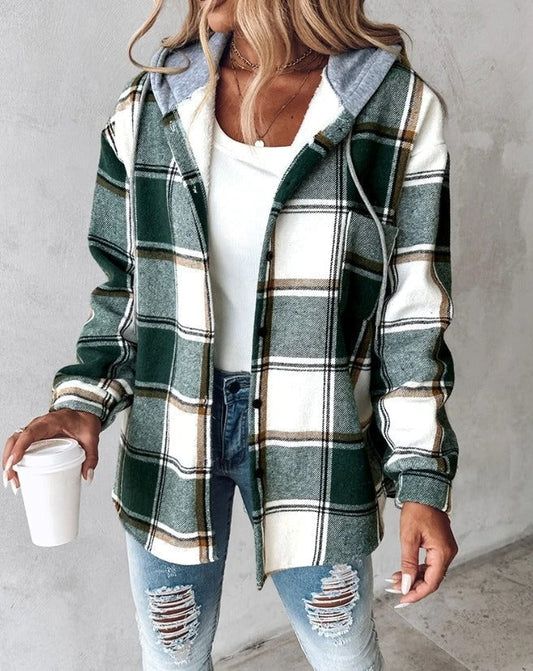 WW | Damen Karo Kapuzenjacke - Lässig