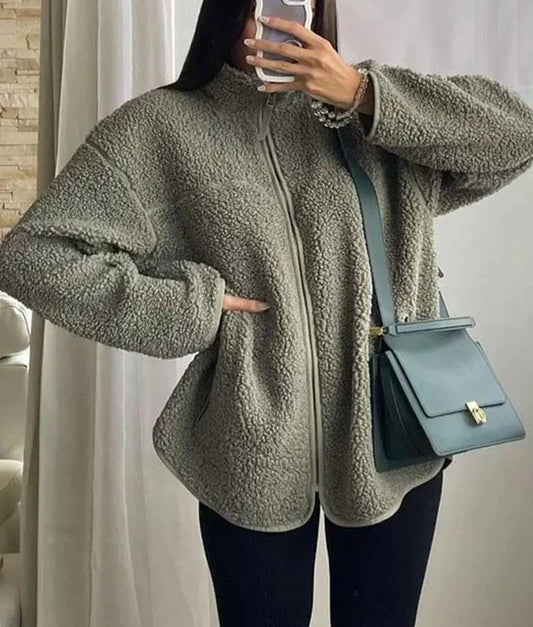 WW | Teddy Warm Green Zip Jacket für Damen