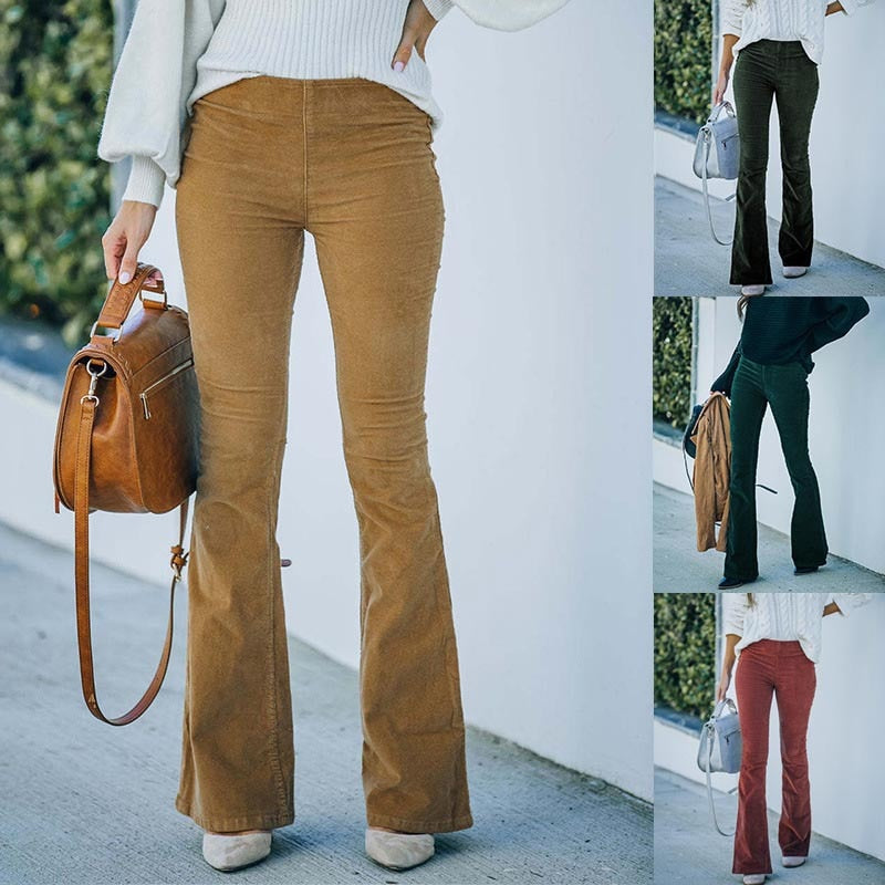 WW | Elastic Waist Casual Pants Slim Flare Pants