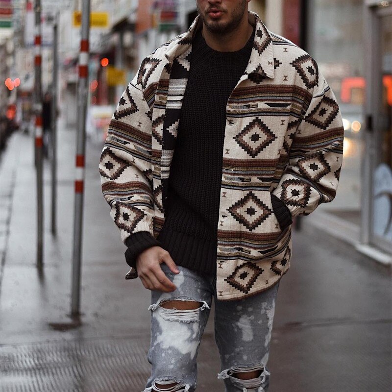 WW | Loose Printed Vintage Jacket for Men