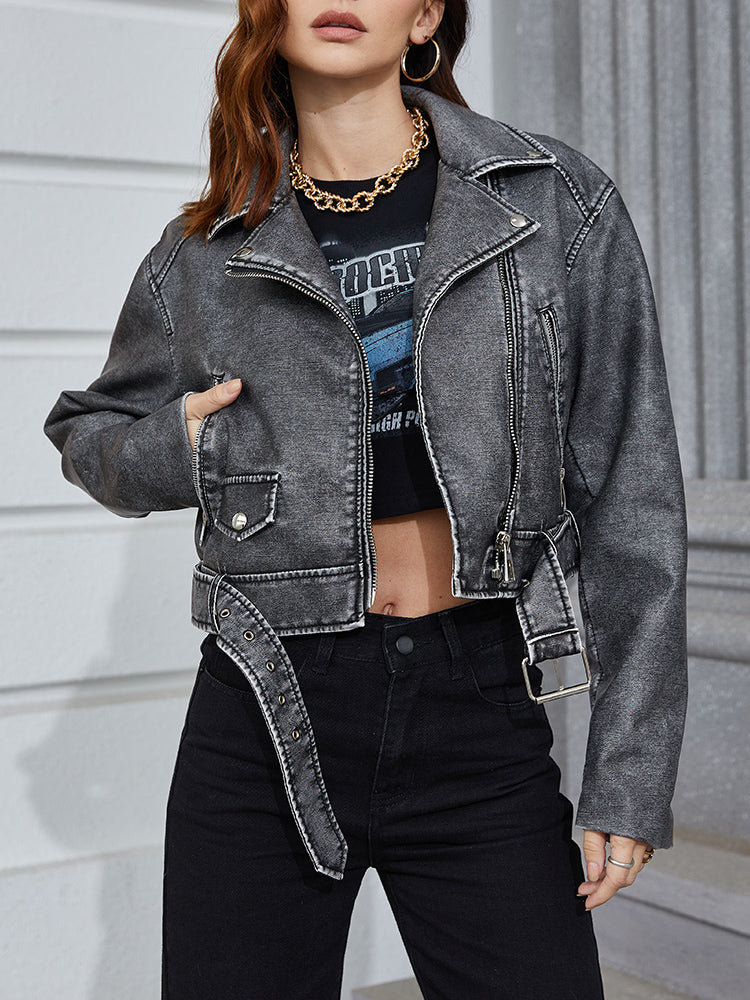 WW | Kurze, verblasste Jeansjacke | Alanaria