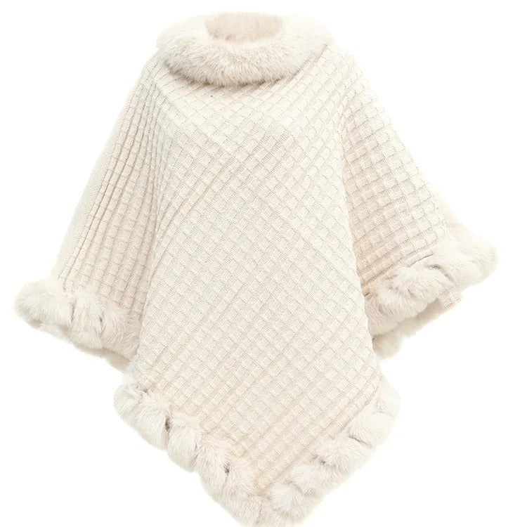 WW | Cozy Vintage Knit Coat with Faux Fur Collar