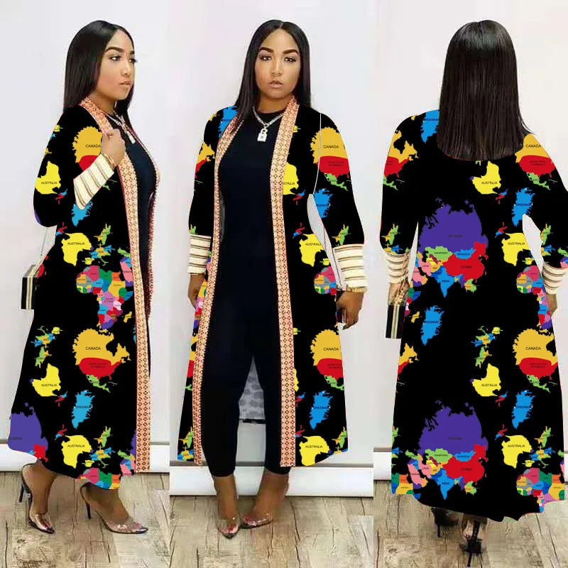 WW | Long printed coat for women
