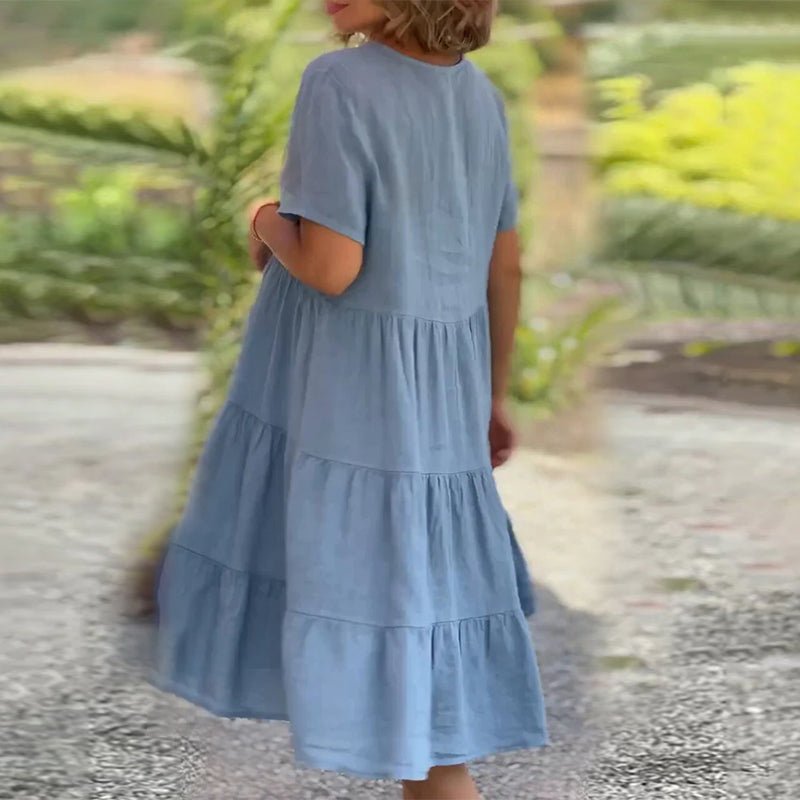 WW | Elegant Linen V-Neck Dress For Women