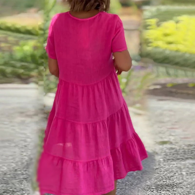 WW | Elegant Linen V-Neck Dress For Women