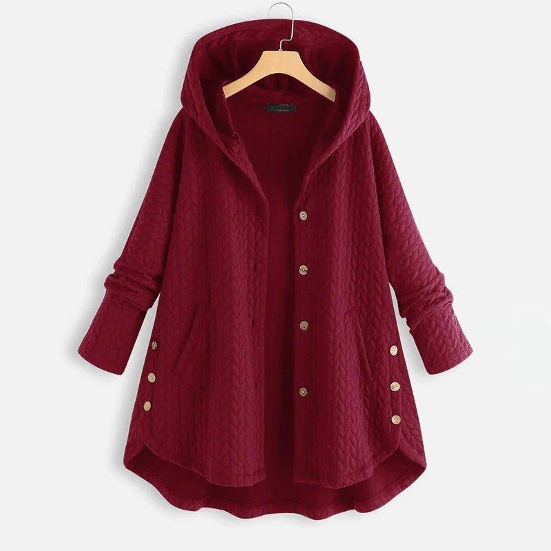 WW | Warme und lockere Jacke mit Kapuze, Knöpfen und Taschen