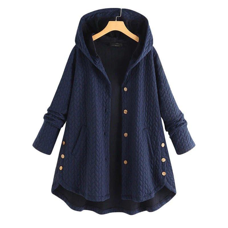 WW | Warme und lockere Jacke mit Kapuze, Knöpfen und Taschen