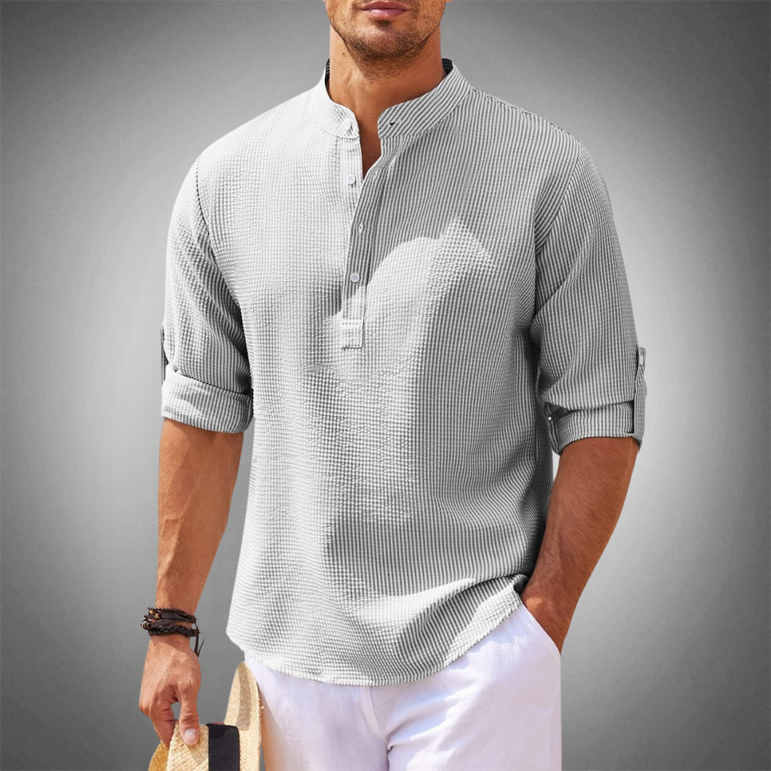 WW | Casual long-sleeve blouse with stand-up collar