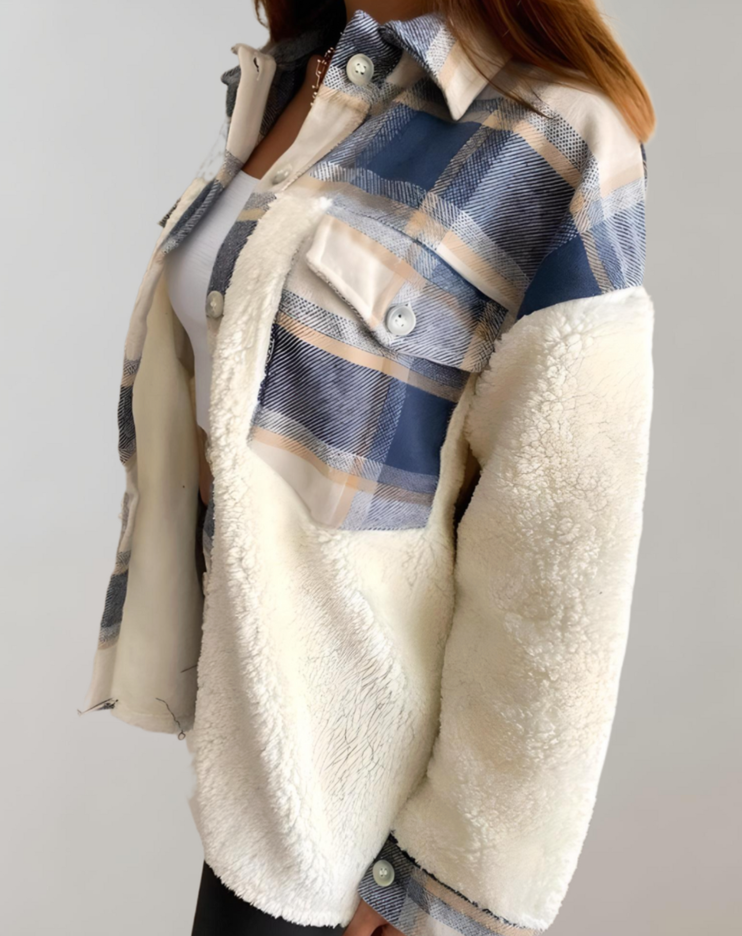 WW | Women's Checked Jacket with Chest Pockets and Button