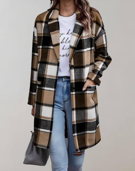 WW | Oversized and long checked jacket