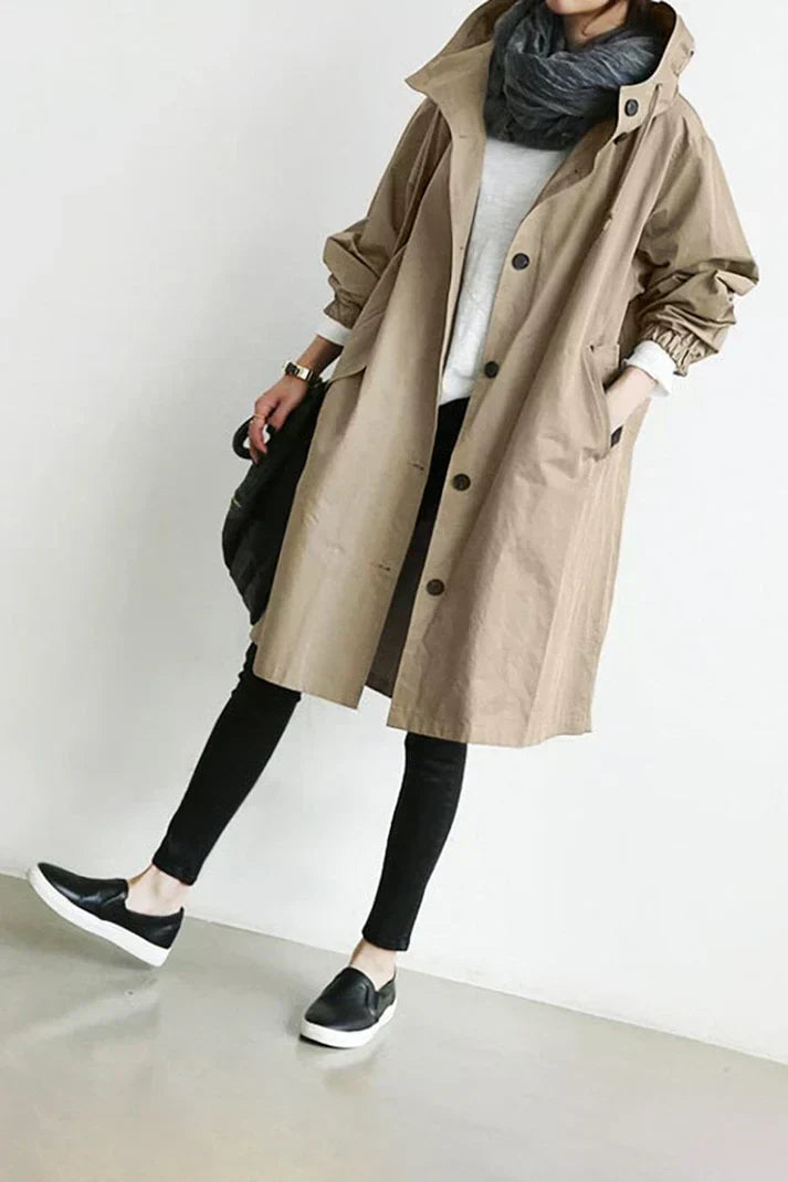 WW | Herren wasserdichter Trenchcoat mit Kapuze - Warm & stilvoll