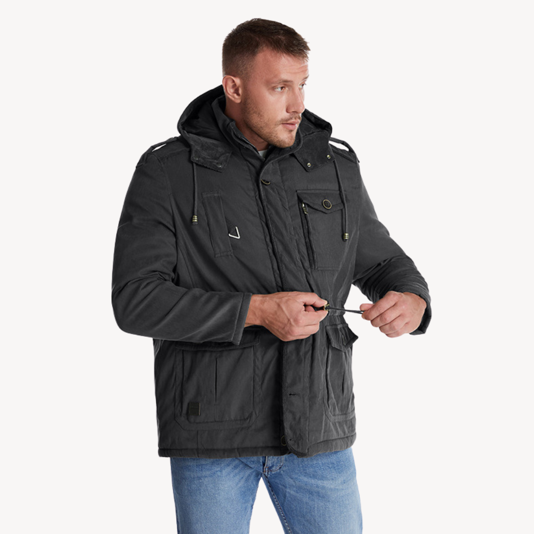 WW | Herren wasserdichter Winterparka mit fellgefütterter Kapuze