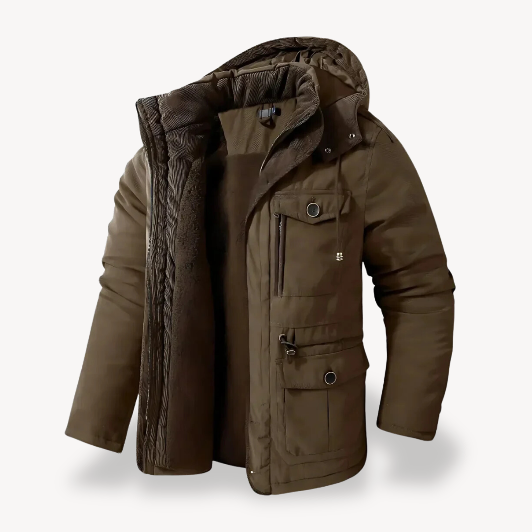 WW | Herren wasserdichter Winterparka mit fellgefütterter Kapuze