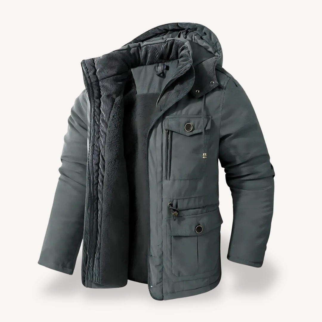 WW | Herren wasserdichter Winterparka mit fellgefütterter Kapuze
