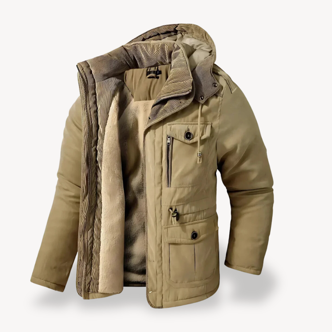 WW | Herren wasserdichter Winterparka mit fellgefütterter Kapuze