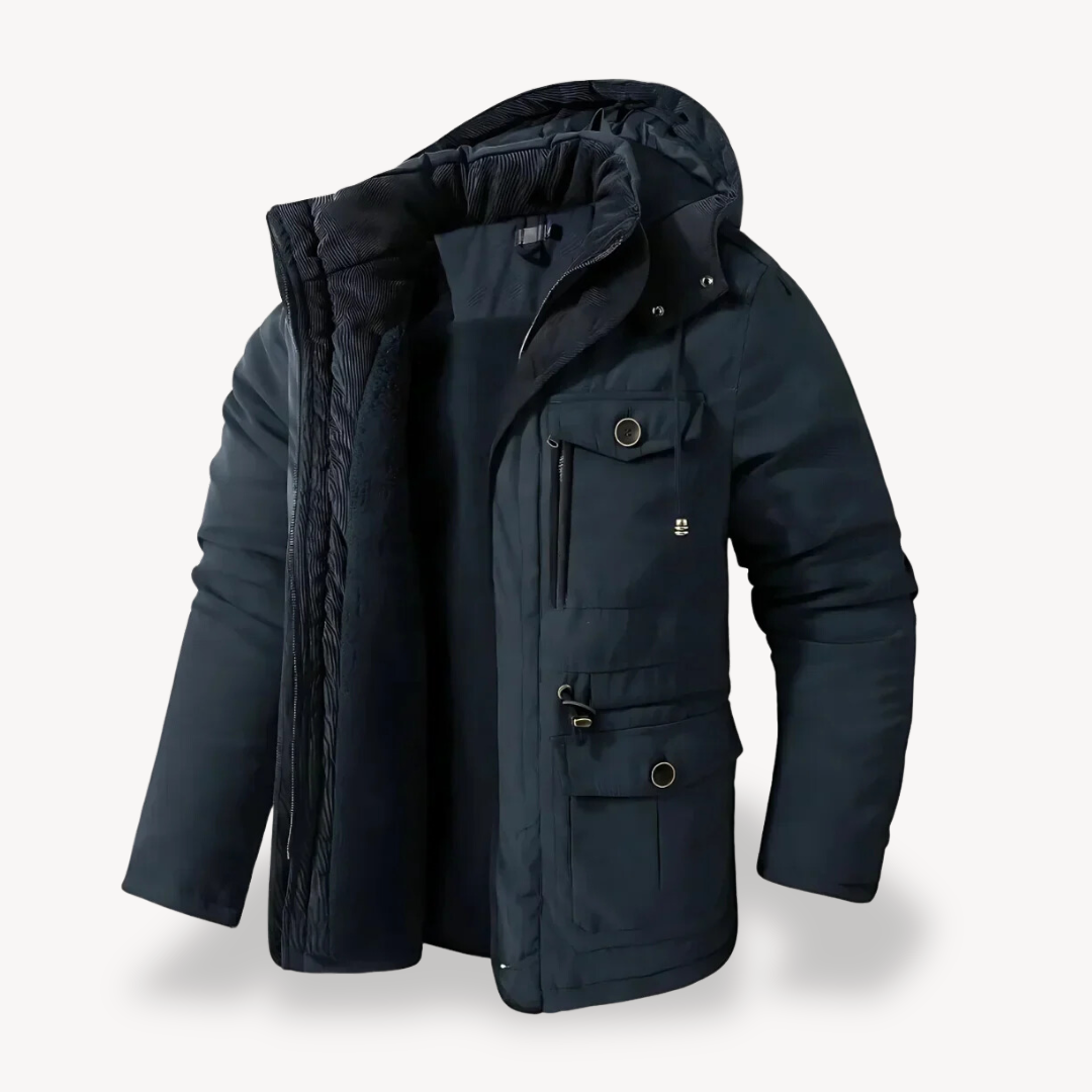 WW | Herren wasserdichter Winterparka mit fellgefütterter Kapuze