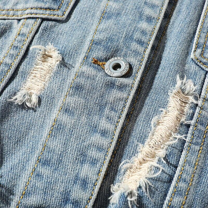 WW | men's denim jacket with patch on the back