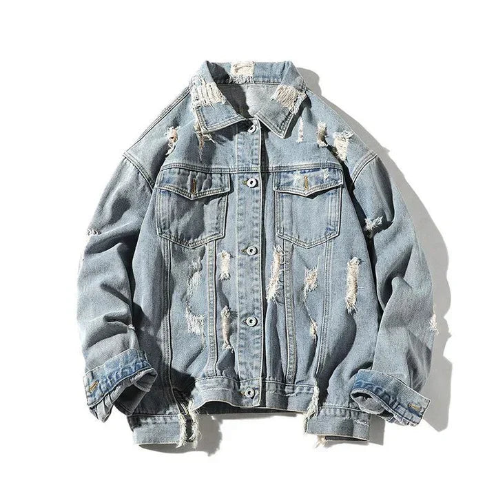 WW | men's denim jacket with patch on the back