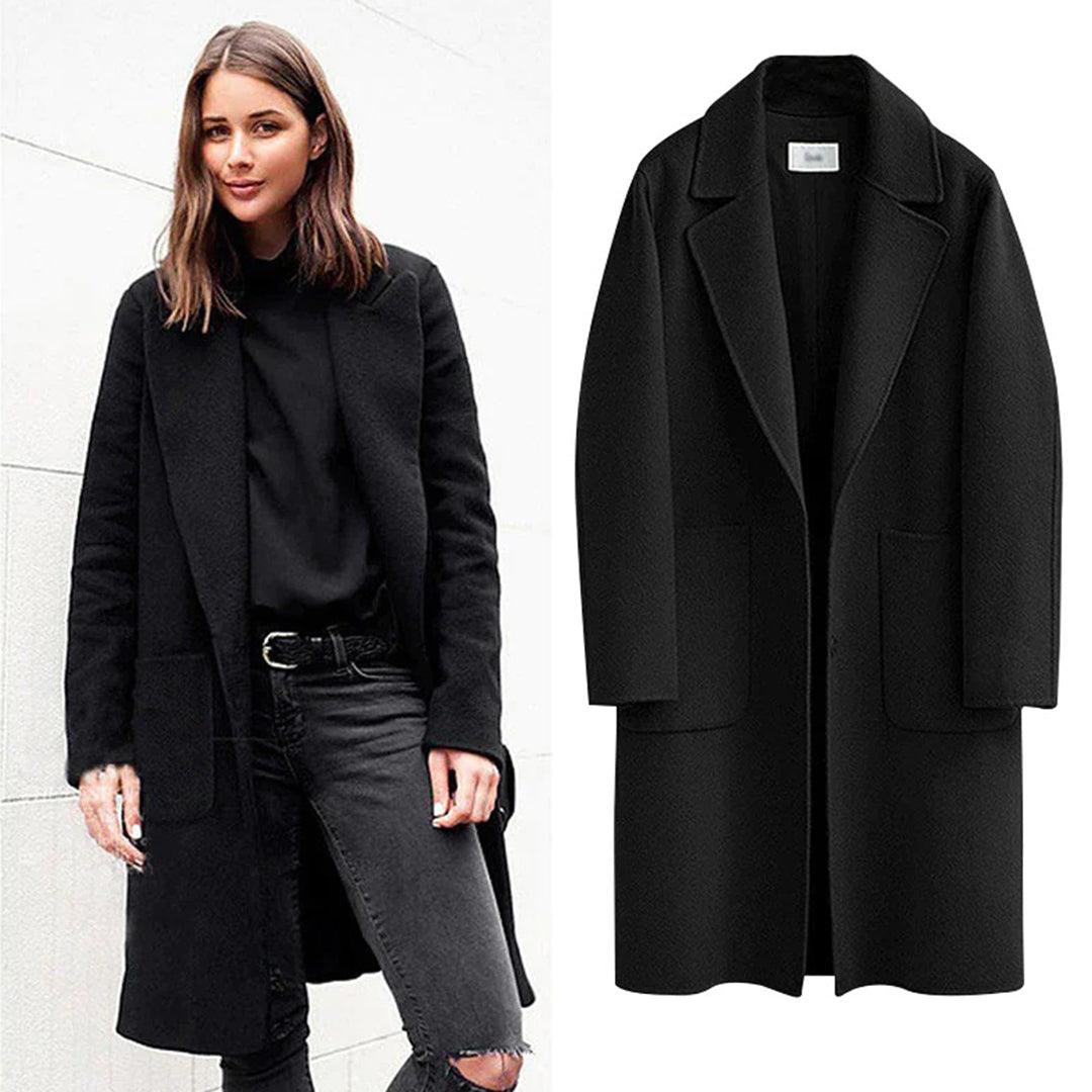 WW | Long wool jacket for spring with pockets