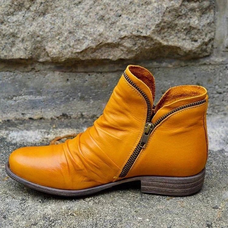 WW | Damen Reißverschluss-Leder-Stiefeletten