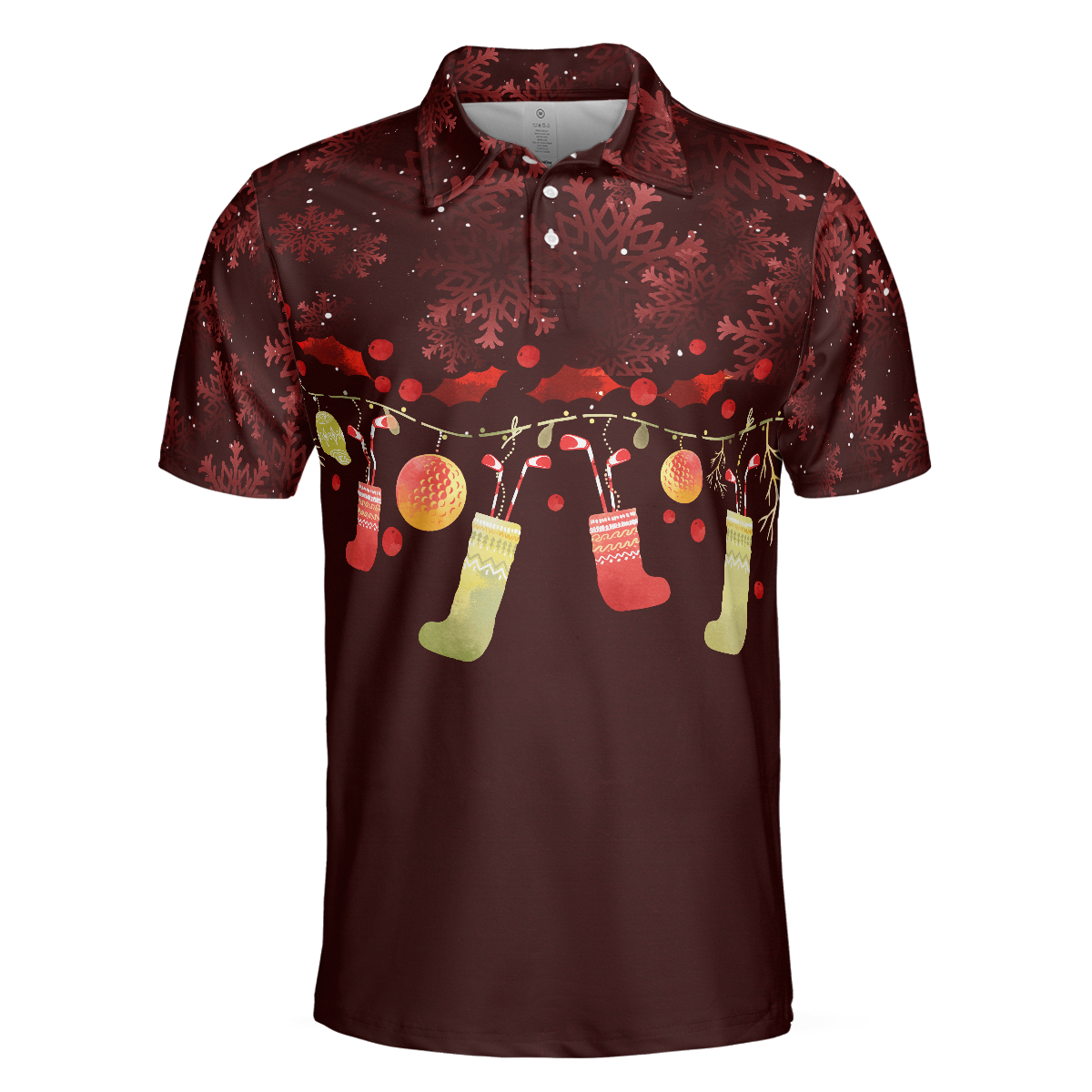 WW | Christmas Golf Polo Shirts - Men's Golf Polo Shirts Short Sleeve - Red Christmas Pattern Shirt Dry Fit - Christmas Shirt Gift Idea for Men