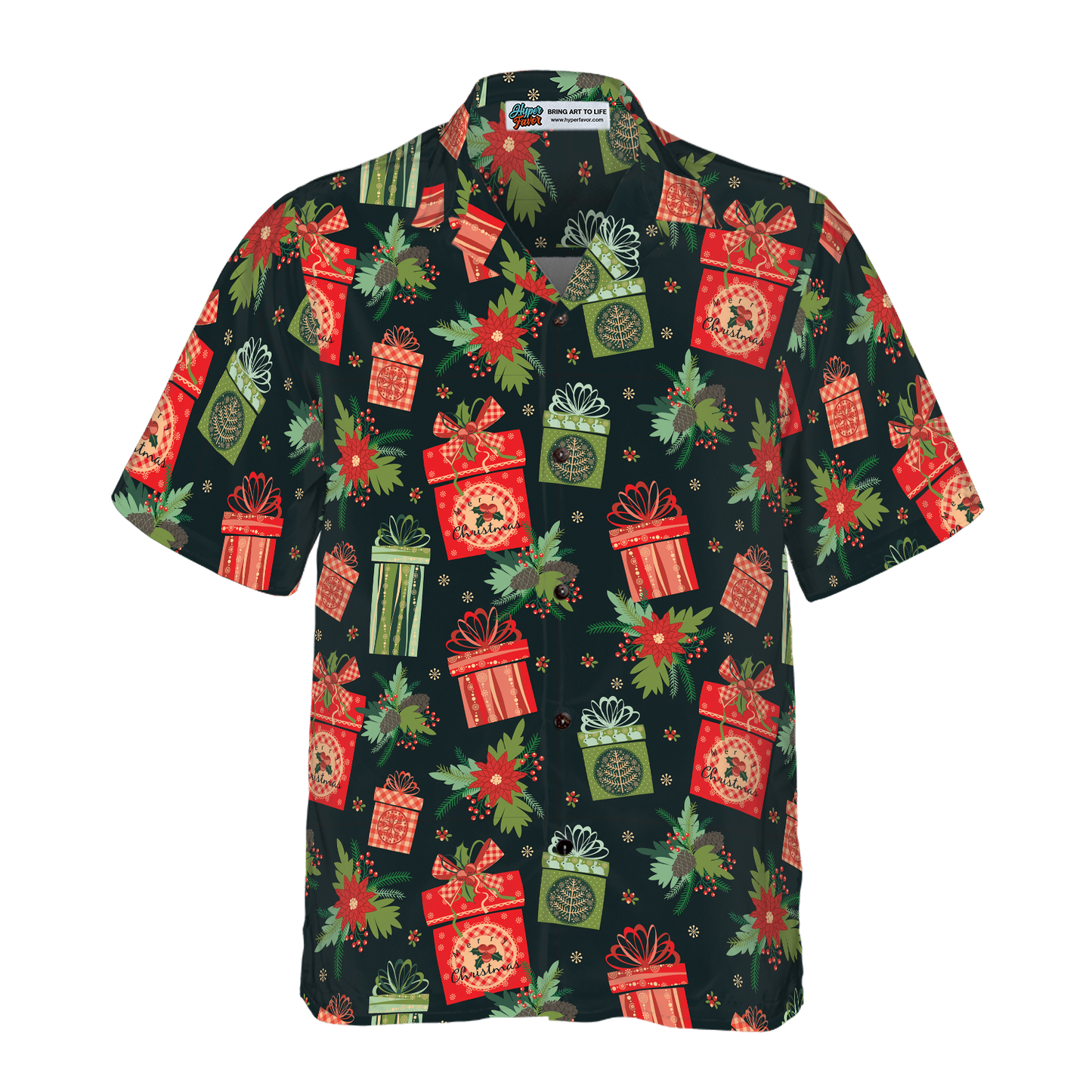 WW | Hyperfavor Weihnachten Hawaiian Hemden, Weihnachtsgeschenk Musterhemd Kurzarm, Weihnachtshemd Ideen Geschenk für Männer und Frauen