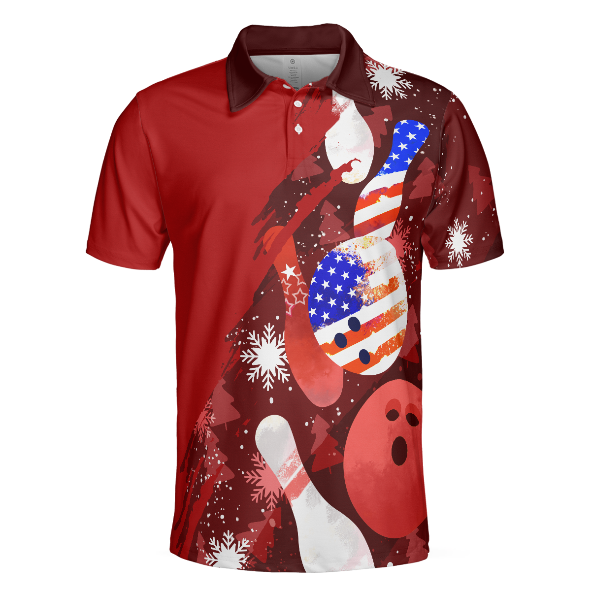 WW | Amerikanische Flagge Weihnachten Bowlingball und Pins Herren Polohemden