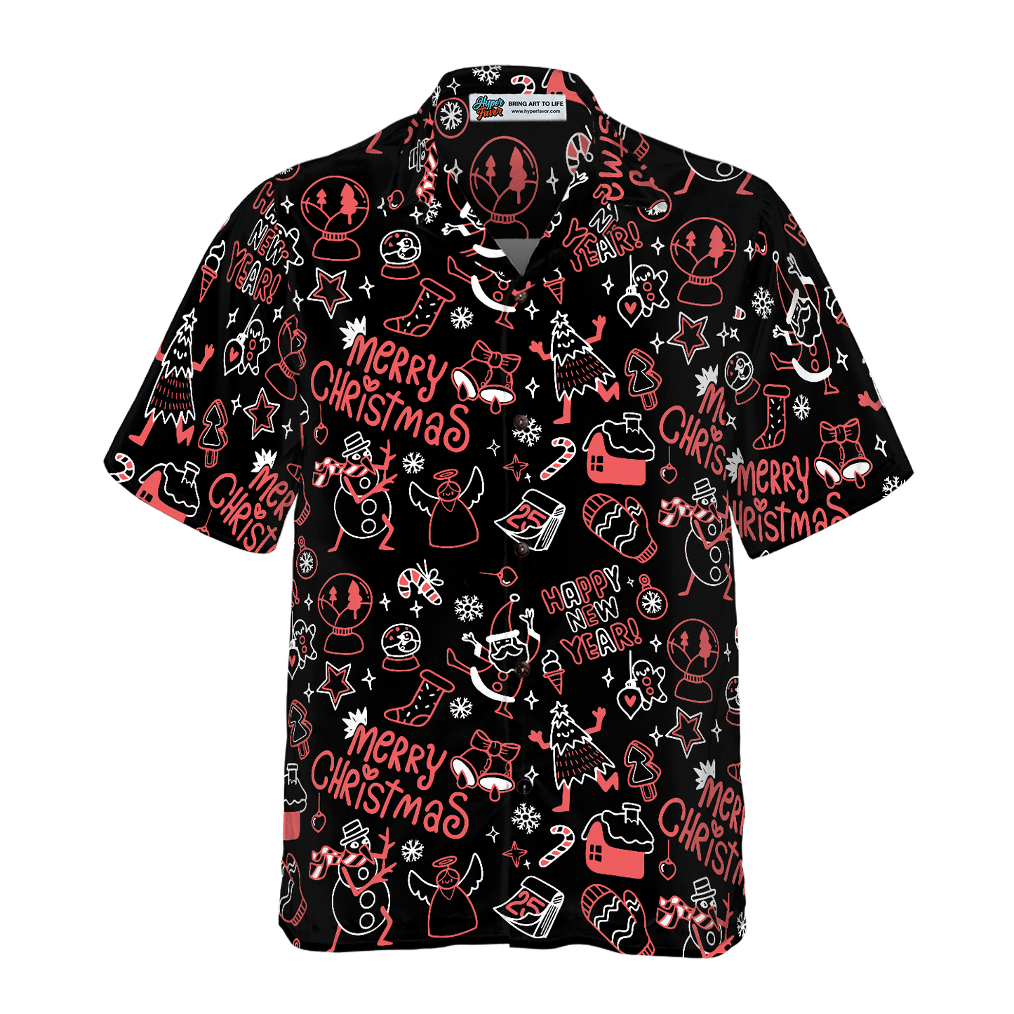 WW | Hyperfavor Weihnachts-Hawaiianhemden, Weihnachts-Linienmuster-Hemd Kurzarm, Weihnachtshemd Geschenkidee für Männer und Frauen