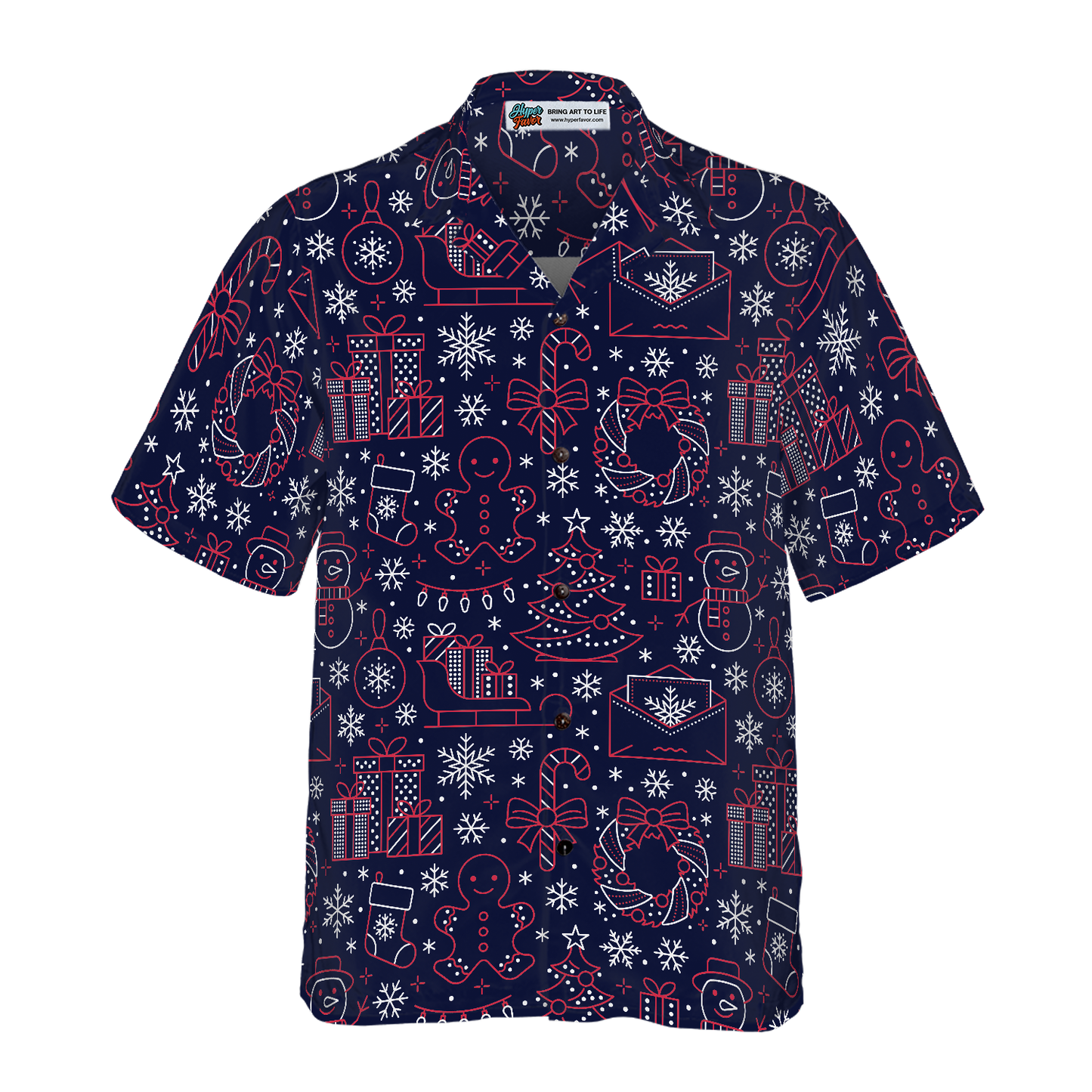 WW | Hawaiian Hemden, Weihnachtslinienmuster Shirt Kurzarm, Weihnachtshemd Geschenkidee für Männer und Frauen