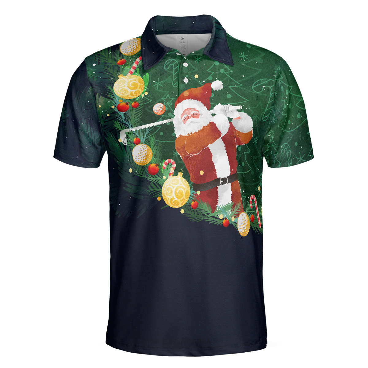 WW | Weihnachts Golf Polohemden - Herren Golf Polohemden Kurzarm - Santa Golfspiel Muster Shirt - Weihnachts Shirt Geschenkidee für Männer