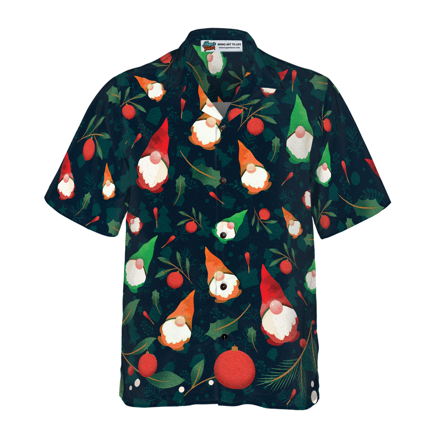 WW | Hyperfavor Weihnachts-Hawaiian-Shirts, Weihnachtsgnom-Musterhemden Kurzarm, Weihnachtshemd Geschenkidee für Männer und Frauen
