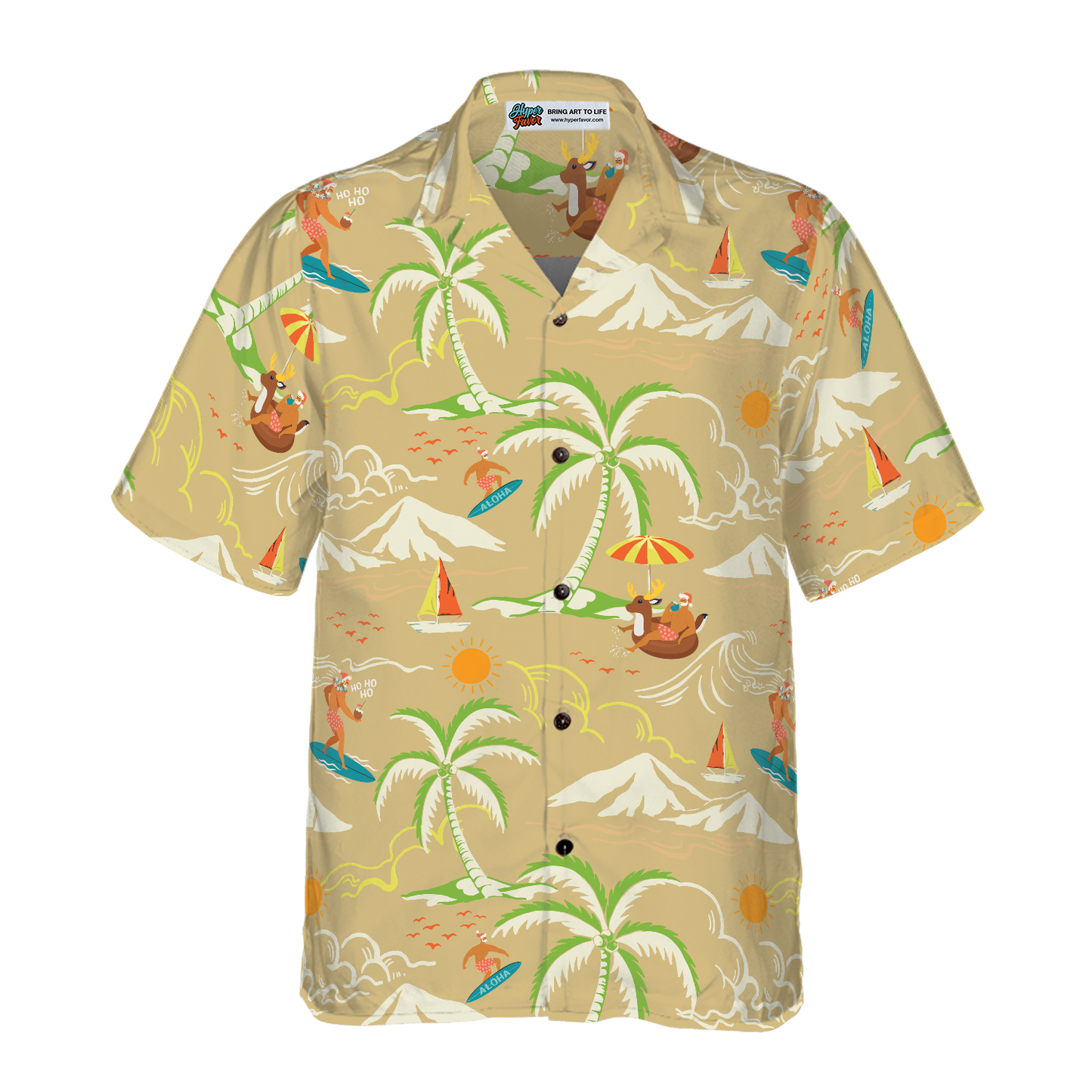 WW | Hyperfavor Weihnachts-Hawaiian-Shirts, Santa Strand Sommer Muster 4 Shirt Kurzarm, Weihnachtshemd Geschenkidee für Männer und Frauen