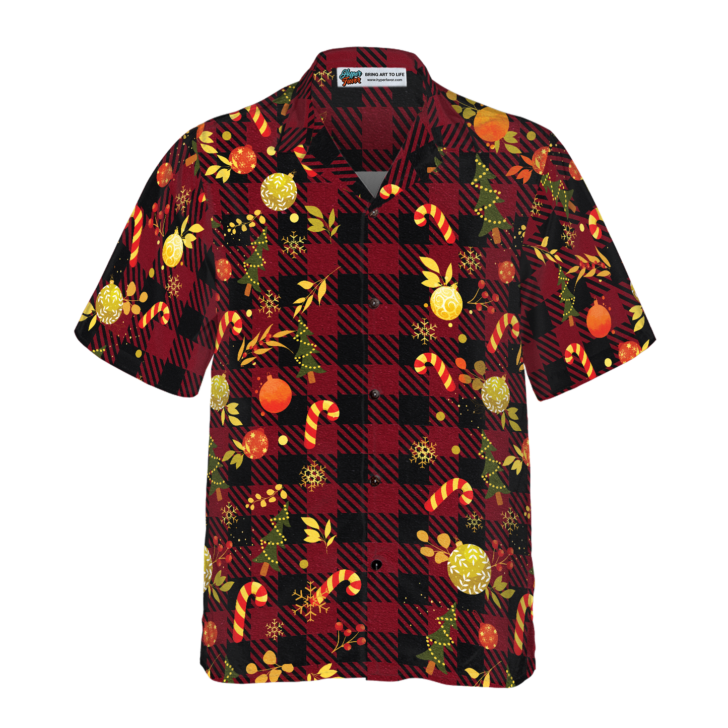 WW | Hyperfavor Weihnachts-Hawaiian-Shirts, Frohe Weihnachten Rotkariertes Muster Shirt Kurzarm, Weihnachts-Shirt Geschenkidee Für Männer Und Frauen
